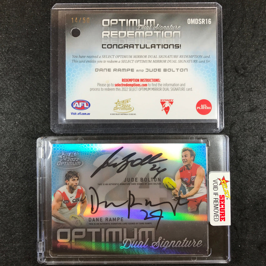 2022 Select AFL Optimum JUDE BOLTON DANE RAMPE Mirror Dual Signature 14/50