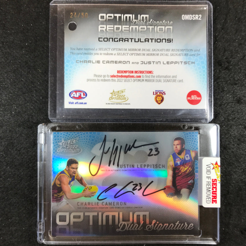 2022 Select AFL Optimum LEPPITSCH CHARLIE CAMERON Mirror Dual Signature 24/50