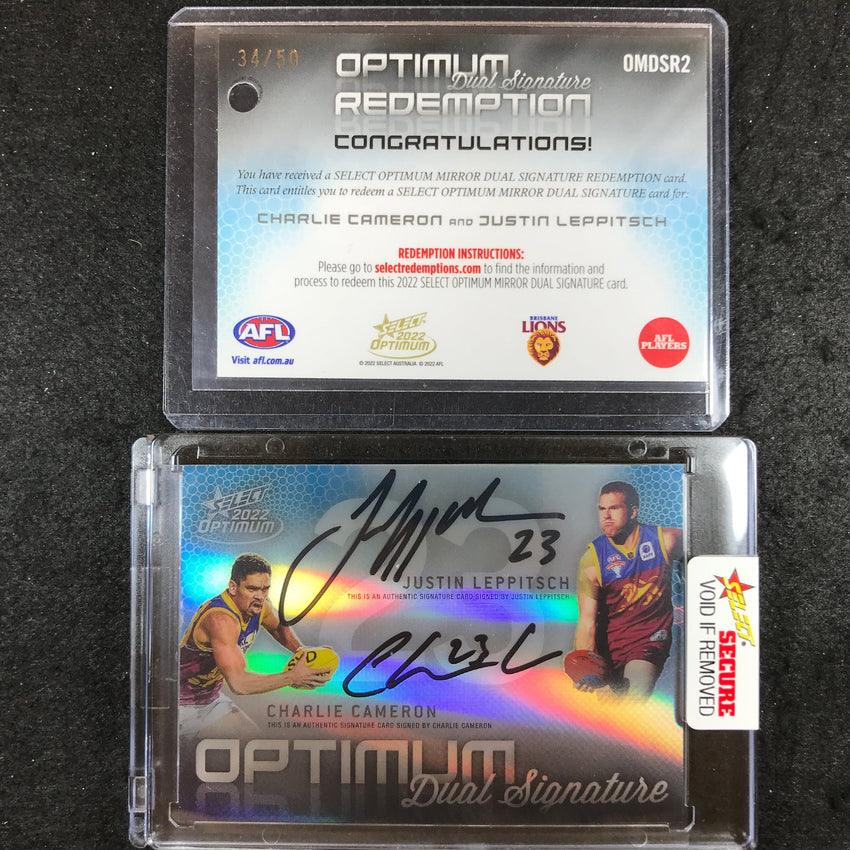 2022 Select AFL Optimum LEPPITSCH CHARLIE CAMERON Mirror Dual Signature 34/50
