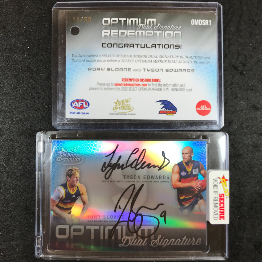 2022 Select AFL Optimum TYSON EDWARDS RORY SLOANE Mirror Dual Signature 15/50