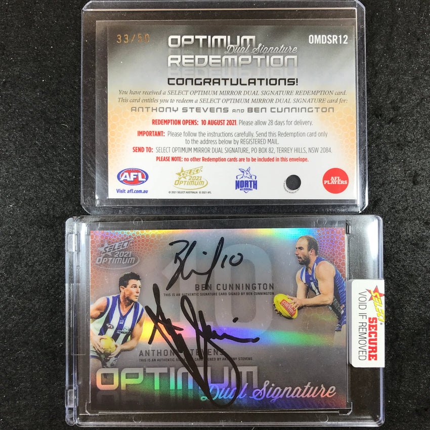 2021 Select AFL Optimum CUNNINGTON ANTHONY STEVENS Mirror Dual Signature 33/50