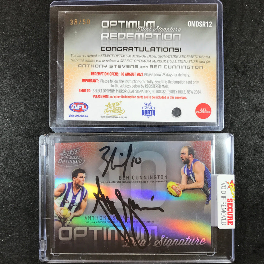 2021 Select AFL Optimum CUNNINGTON ANTHONY STEVENS Mirror Dual Signature 38/50