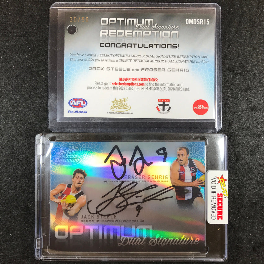 2022 Select AFL Optimum FRASER GEHRIG JACK STEELE Mirror Dual Signature 30/50