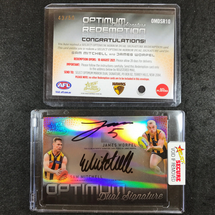 2021 Select AFL Optimum JAMES WORPEL SAM MITCHELL Mirror Dual Signature 43/50