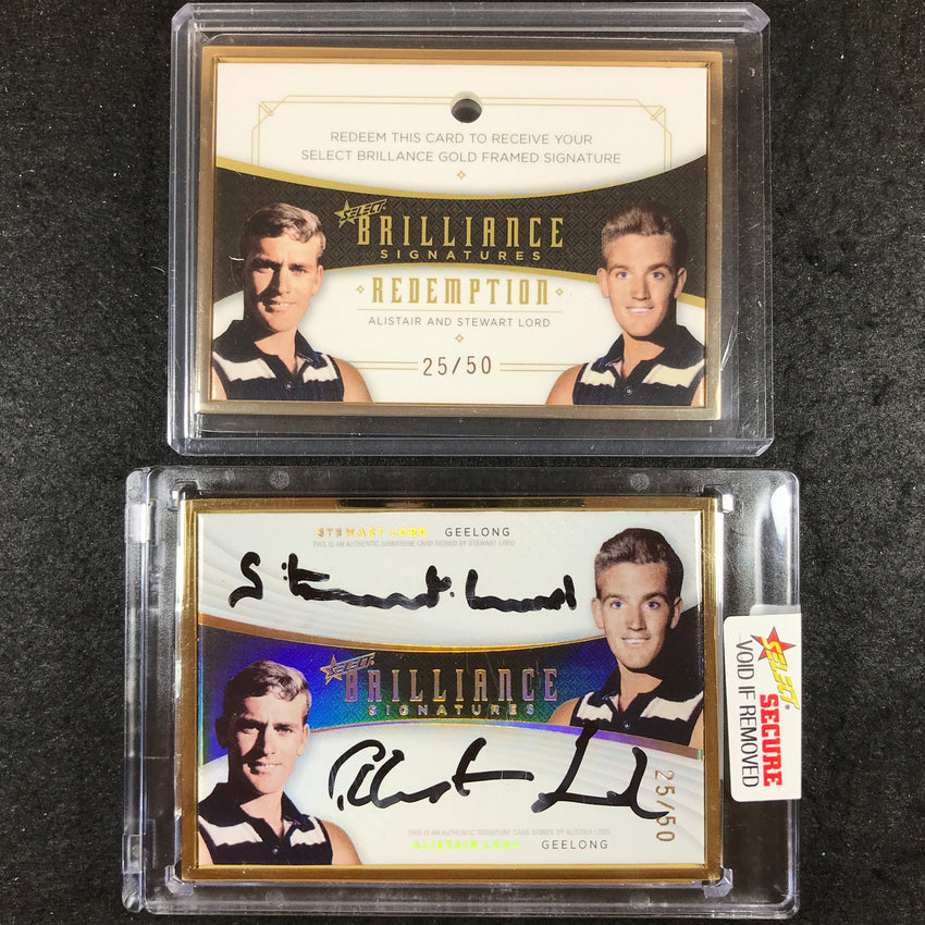 2020 Select AFL Brilliance STEWARD ALISTAIR LORD Gold Frame Dual Signature 25/50