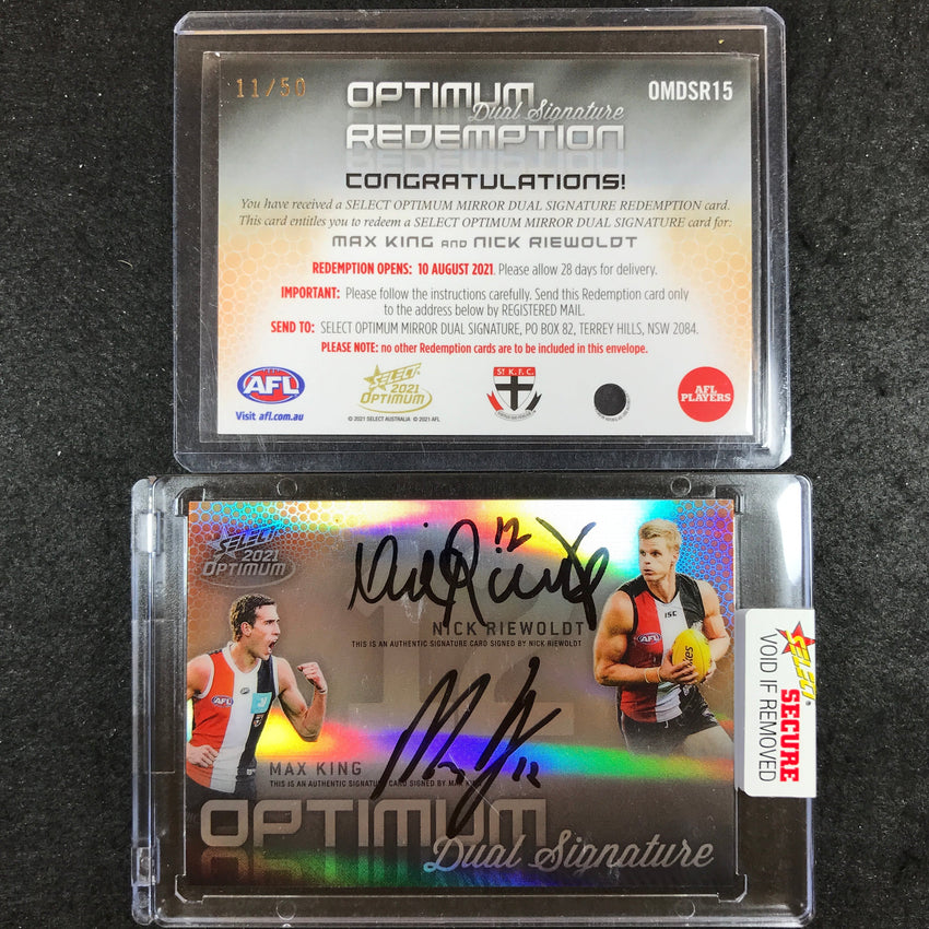 2021 Select AFL Optimum NICK RIEWOLDT MAX KING Mirror Dual Signature 11/50