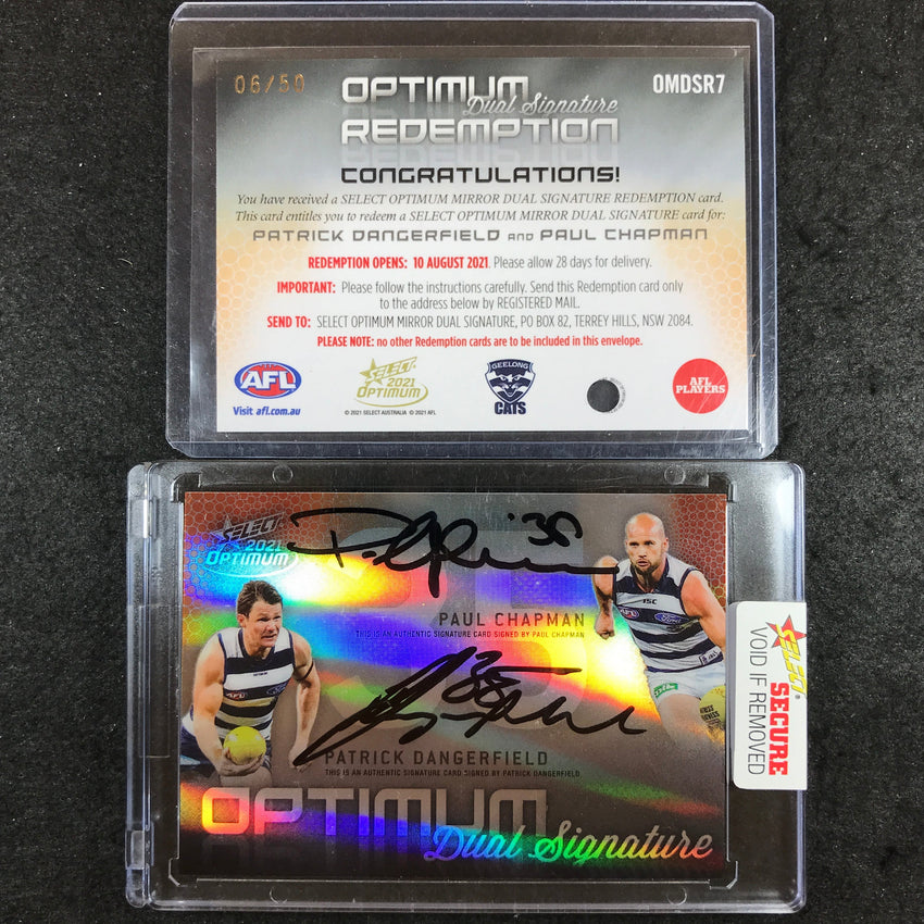 2021 Select AFL Optimum CHAPMAN PATRICK DANGERFIELD Mirror Dual Signature 06/50