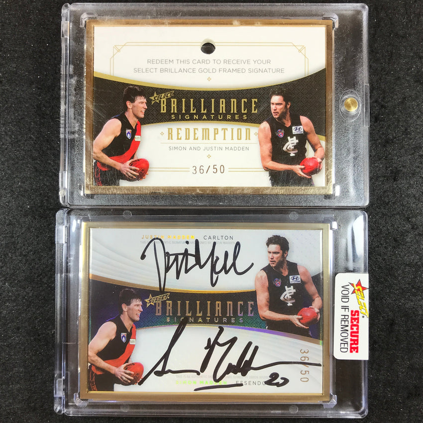 2020 Select AFL Brilliance JUSTIN SIMON MADDEN Gold Frame Dual Signature 36/50