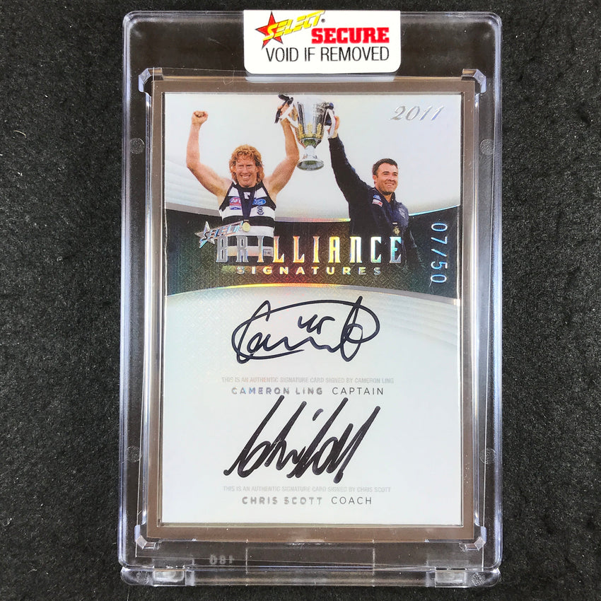 2022 Select AFL Brilliance LING CHRIS SCOTT Captain Coach Dual Signature 07/50