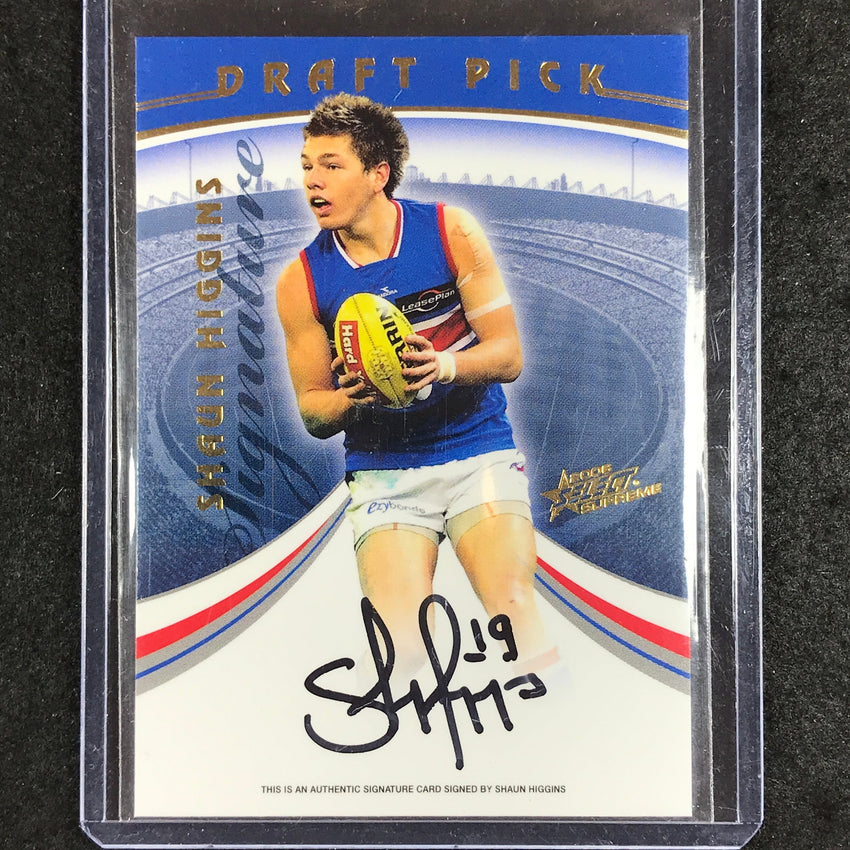 2008 Select AFL Supreme SHAUN HIGGINS Draft Pick Signature 238/275