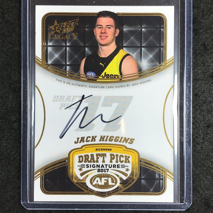 2018 Select AFL Legacy JACK HIGGINS Draft Pick Signature 60/180
