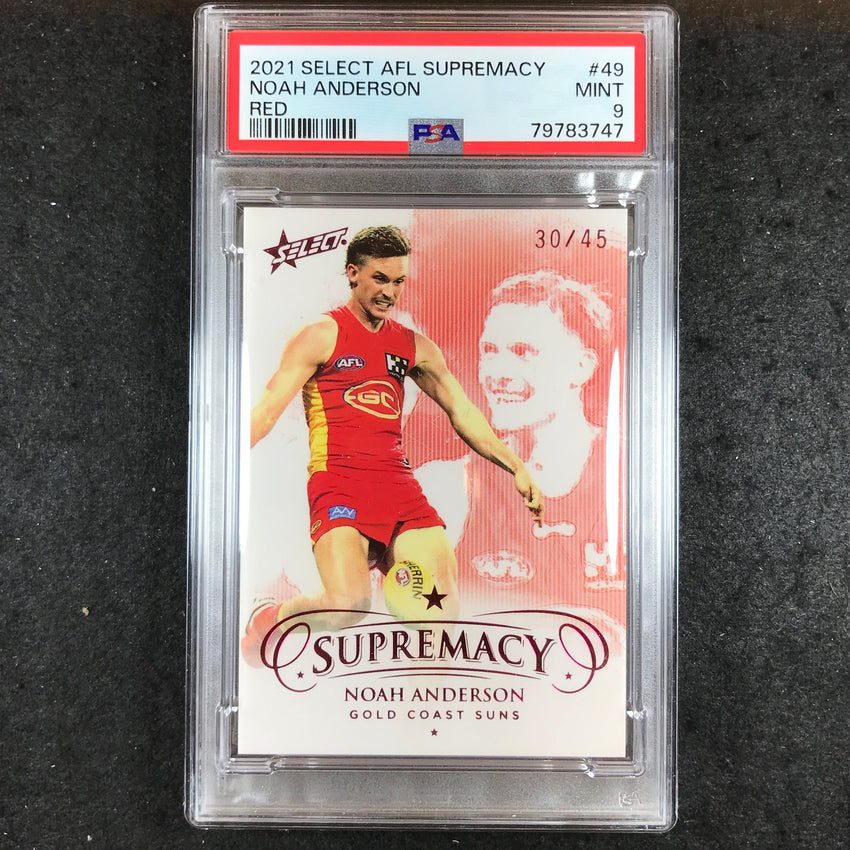 2021 Select AFL Supremacy NOAH ANDERSON Base Red 30/45 PSA 9