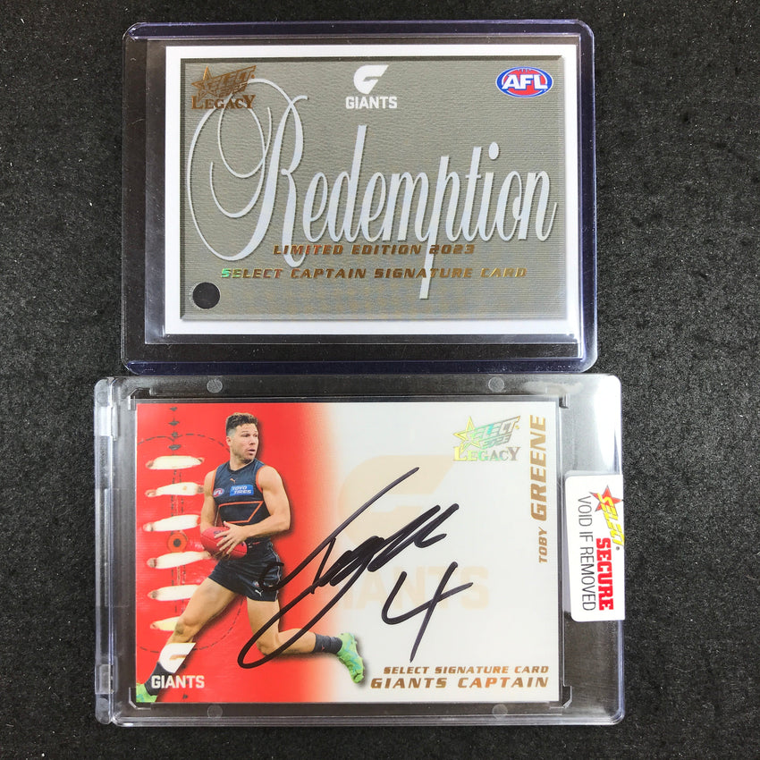 2023 Select AFL Legacy TOBY GREENE Captain Signature Card - GWS Giants 50/60