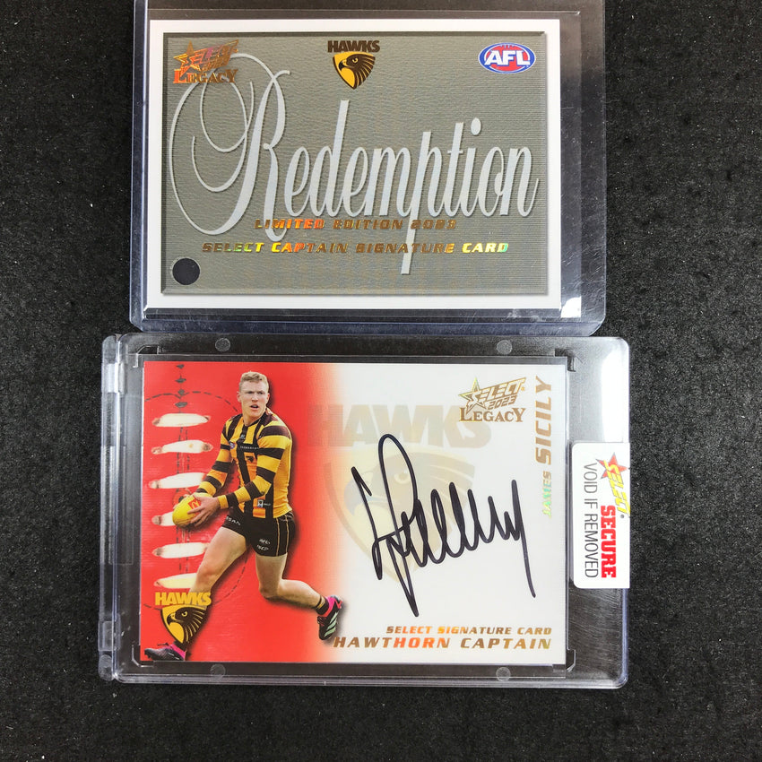2023 Select AFL Legacy JAMES SICILY Captain Signature Card - Hawthorn 37/60