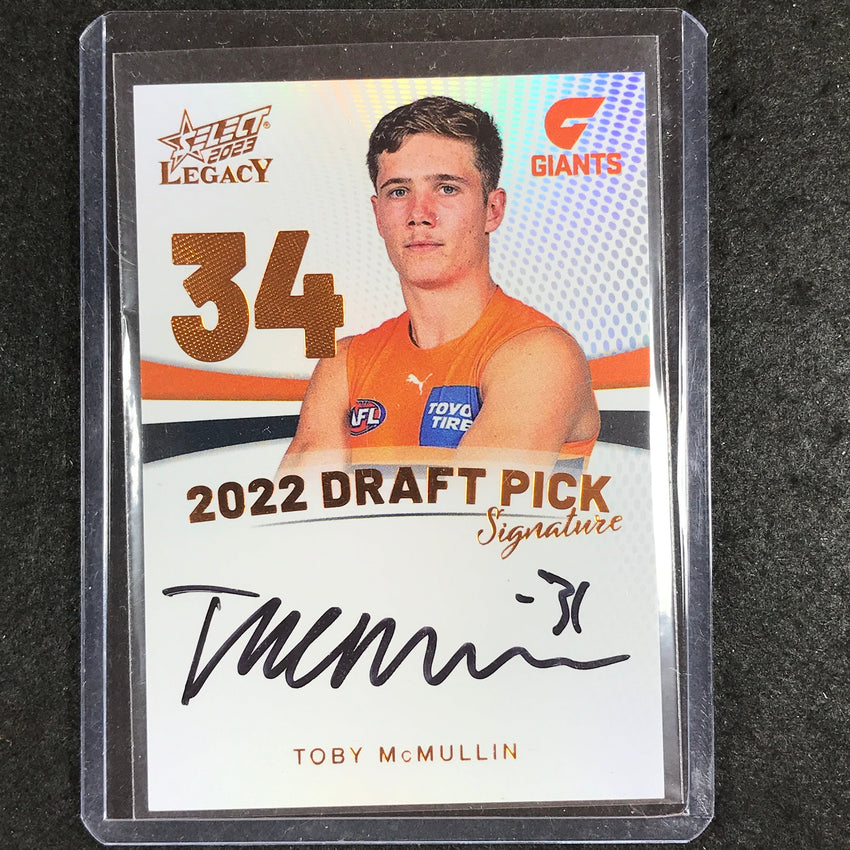 2023 Select AFL Legacy TOBY MCMULLIN Draft Pick Signature Copper 166/175