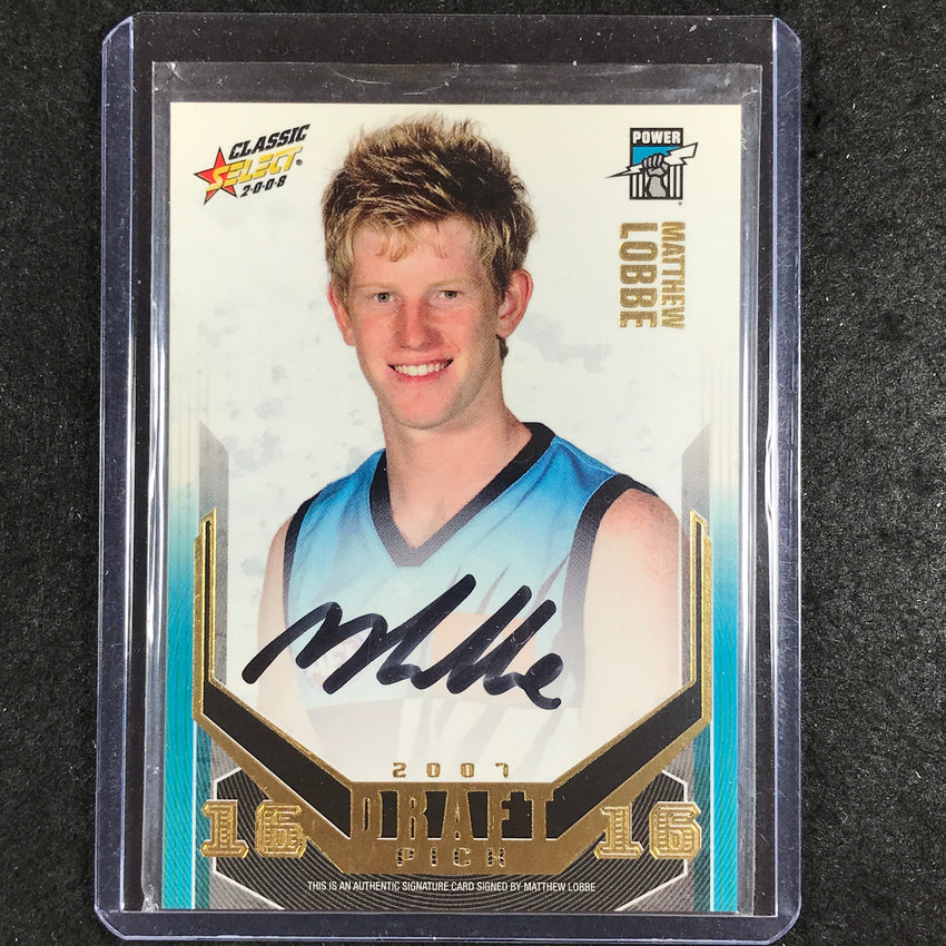 2008 Select AFL Classic MATTHEW LOBBE Draft Pick Signature 91/400