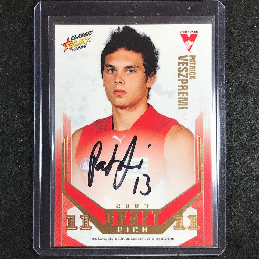 2008 Select AFL Classic PATRICK VESZPREMI Draft Pick Signature 107/400