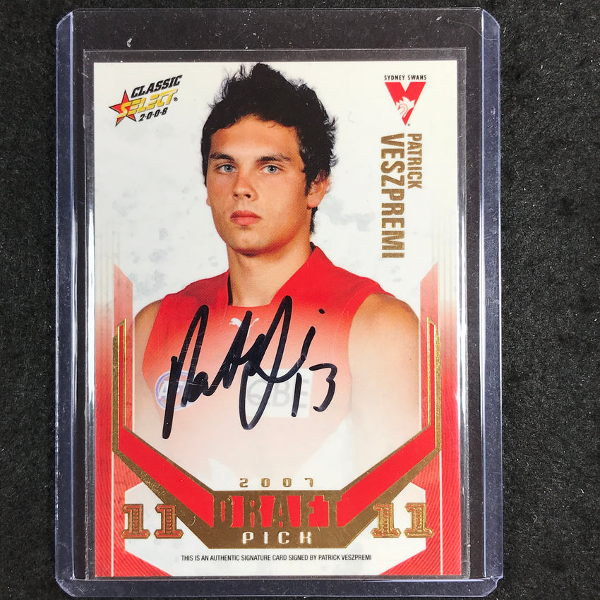 2008 Select AFL Classic PATRICK VESZPREMI Draft Pick Signature 297/400