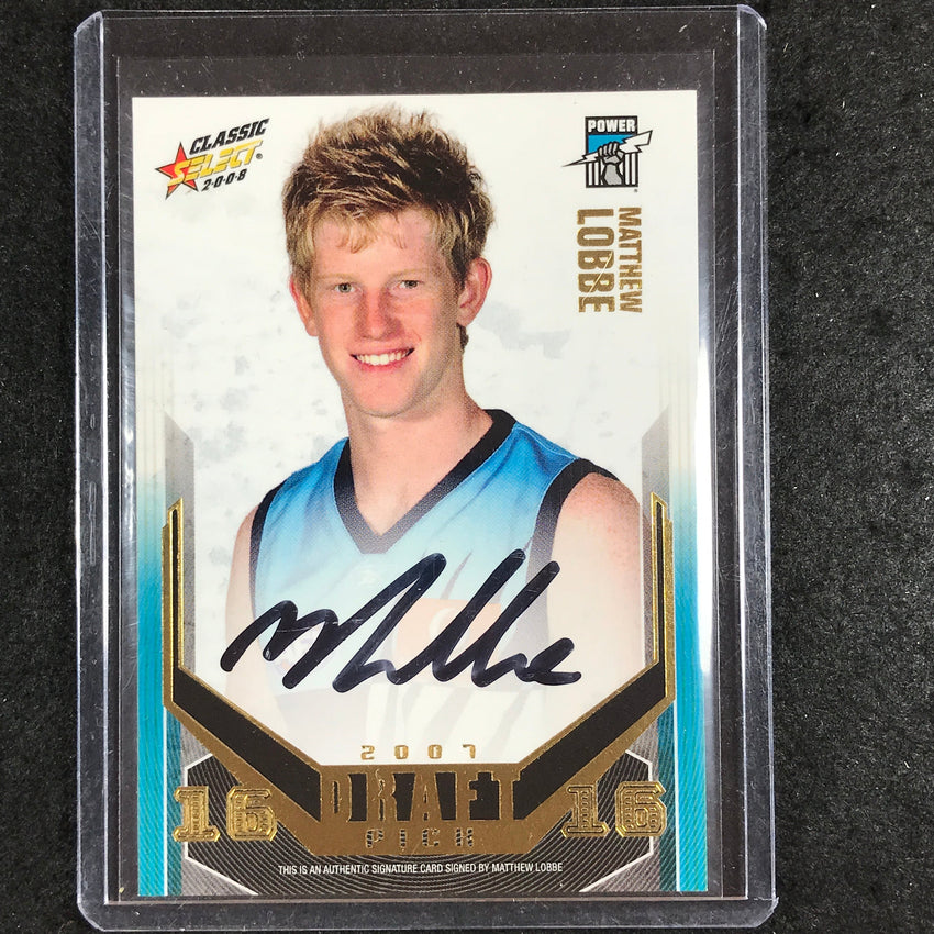 2008 Select AFL Classic MATTHEW LOBBE Draft Pick Signature 377/400