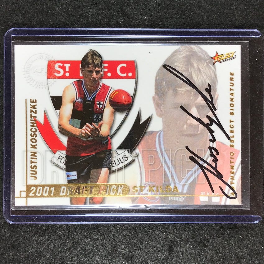 2001 Select AFL Authentic JUSTIN KOSCHITZKE Draft Pick Signature /770