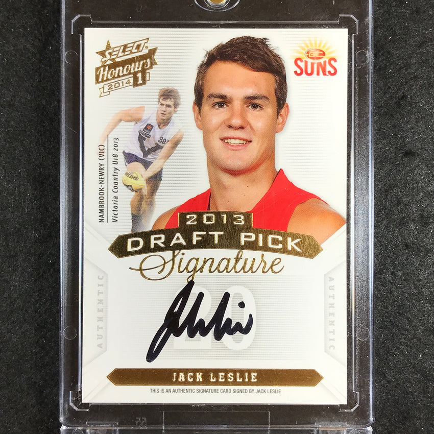 2014 Select AFL Honours 1 JACK LESLIE Draft Pick Signature 154/400