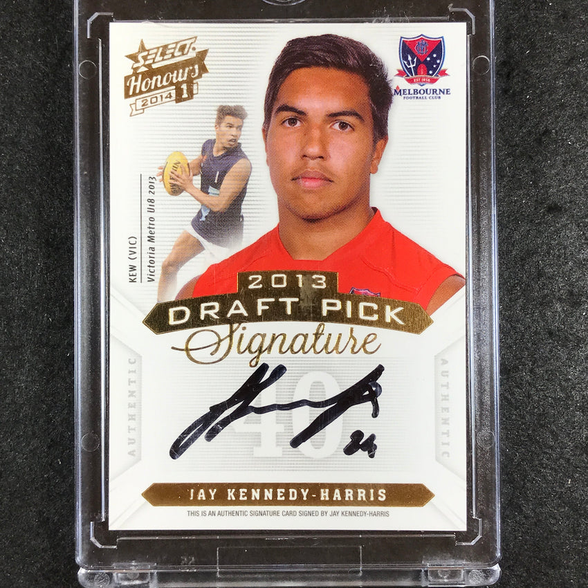 2014 Select AFL Honours 1 JAY KENNEDY-HARIRS Draft Pick Signature 346/400