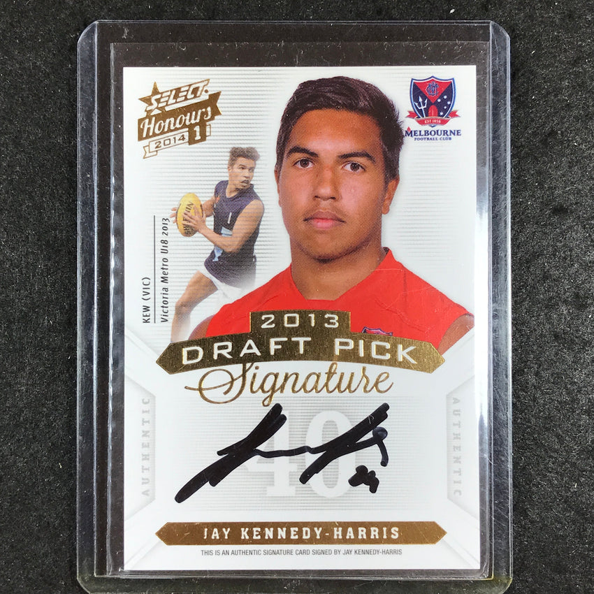 2014 Select AFL Honours 1 JAY KENNEDY-HARIRS Draft Pick Signature 386/400