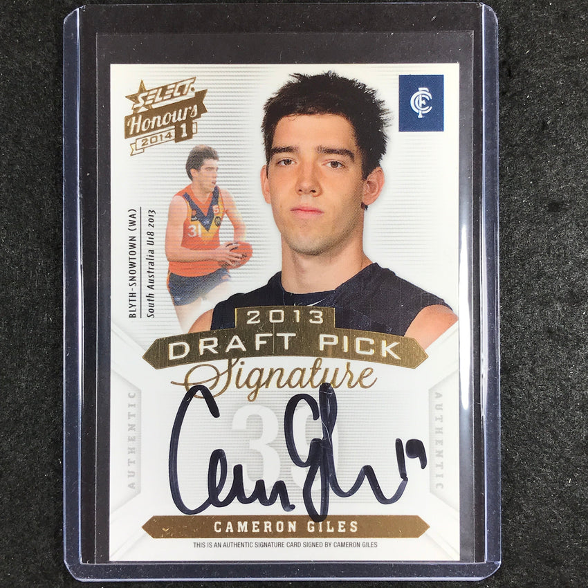 2014 Select AFL Honours 1 CAMERON GILES Draft Pick Signature 49/400
