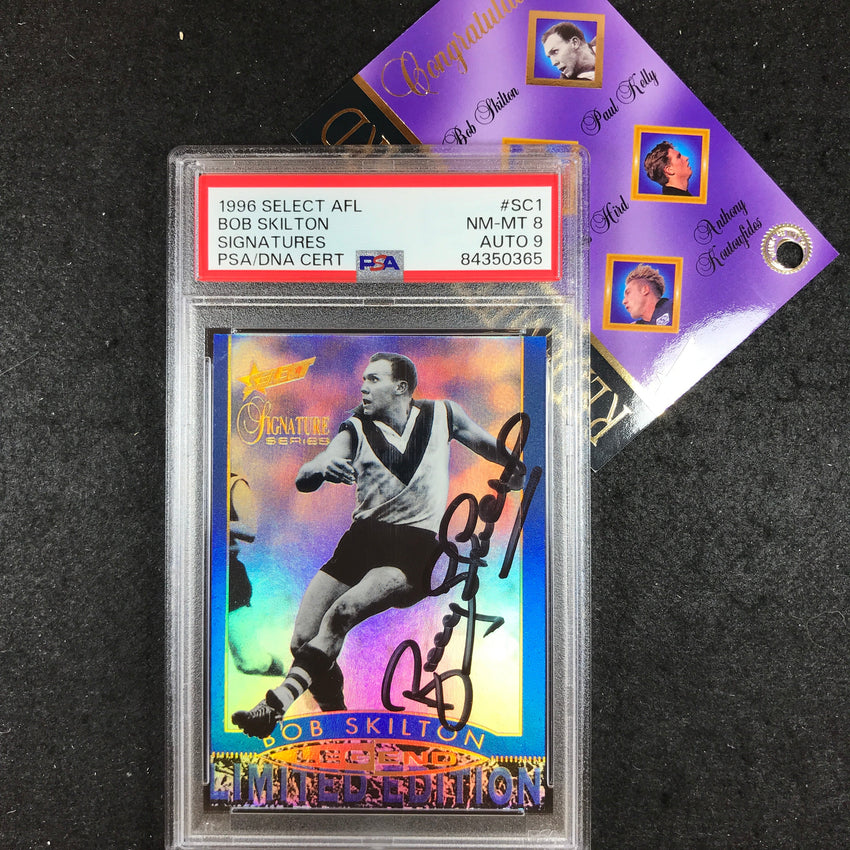 1996 Select AFL Signature Series BOB SKILTON Legend Signature 140/500 PSA 9
