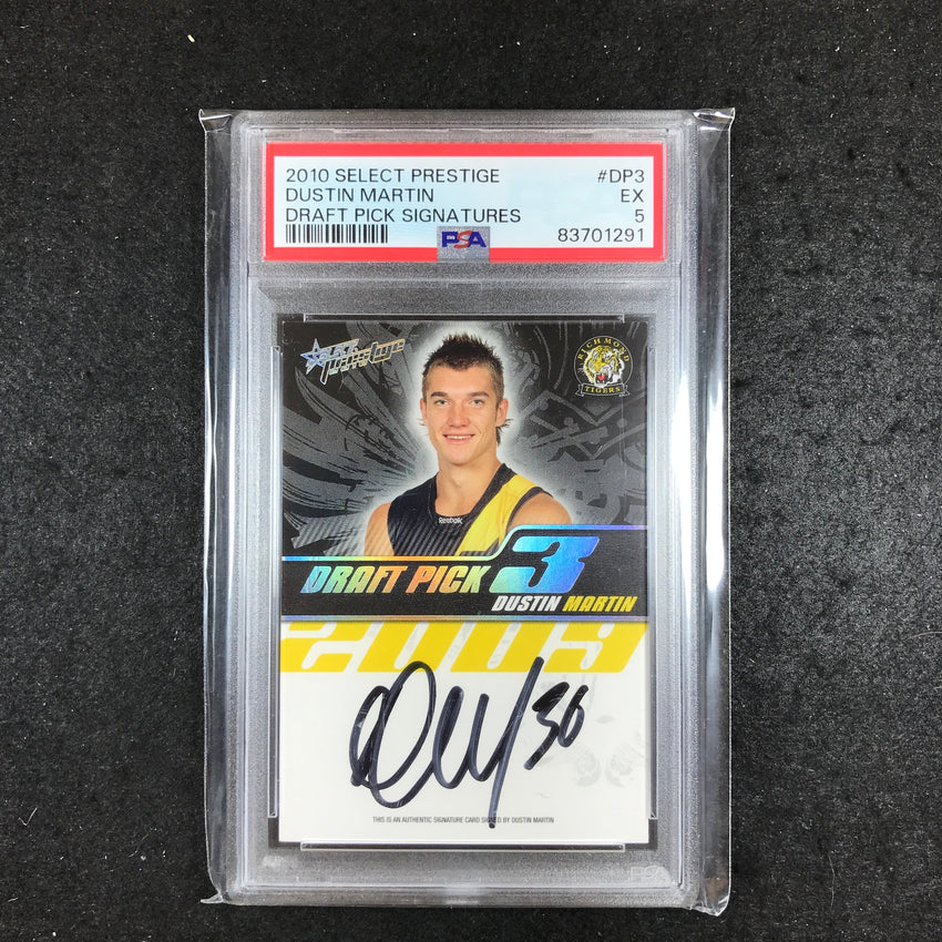 2010 Select AFL Prestige DUSTIN MARTIN Draft Pick Signature 012/400 PSA 5