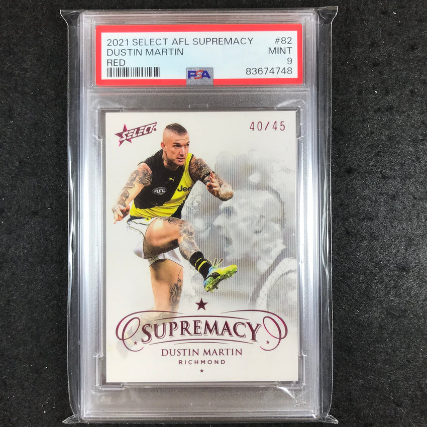 2021 Select AFL Supremacy DUSTIN MARTIN Base Red 40/45 PSA 9