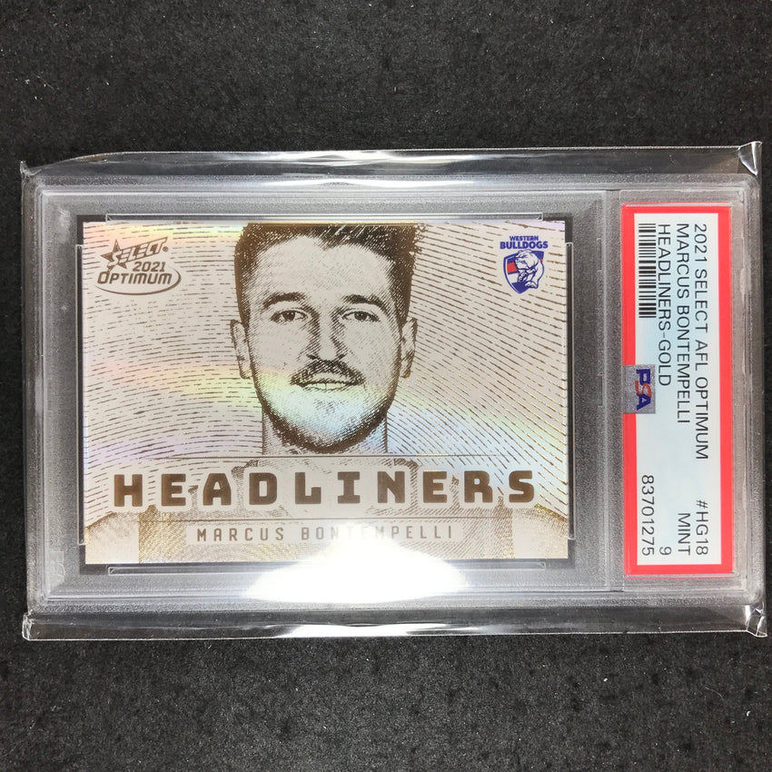 2021 Select AFL Optimum MARCUS BONTEMPELLI Headliners Gold 22/25 PSA 9