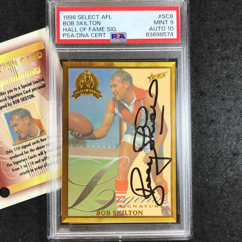 1996 Select AFL Hall of Fame BOB SKILTON Legend Signature 54/110 PSA 9