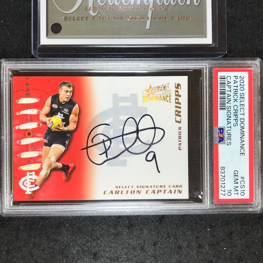 2020 Select AFL Dominance PATRICK CRIPPS Captain Signatures 38/50 PSA 10