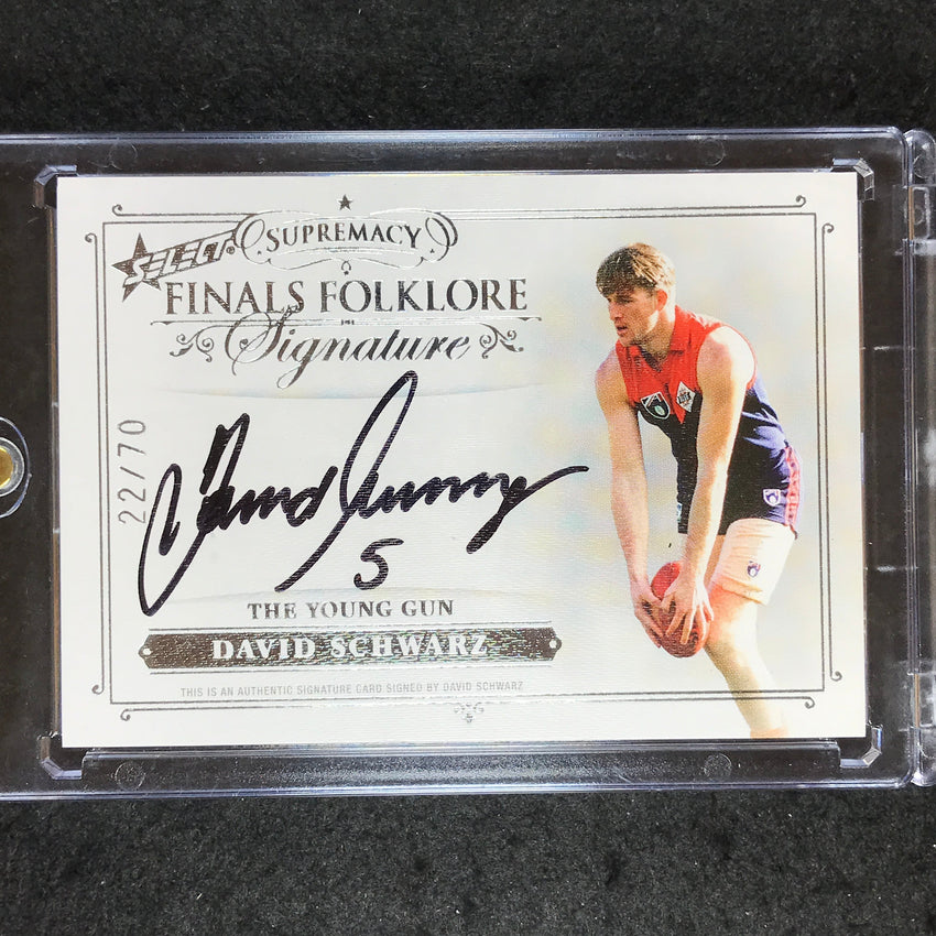 2019 Select AFL Supremacy DAVID SCHWARZ Finals Folklore Signature 22/70