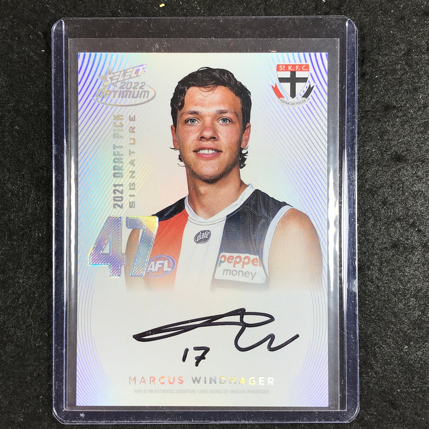 2022 Select AFL Optimum MARCUS WINDHAGER Draft Pick Signature Platinum 08/40