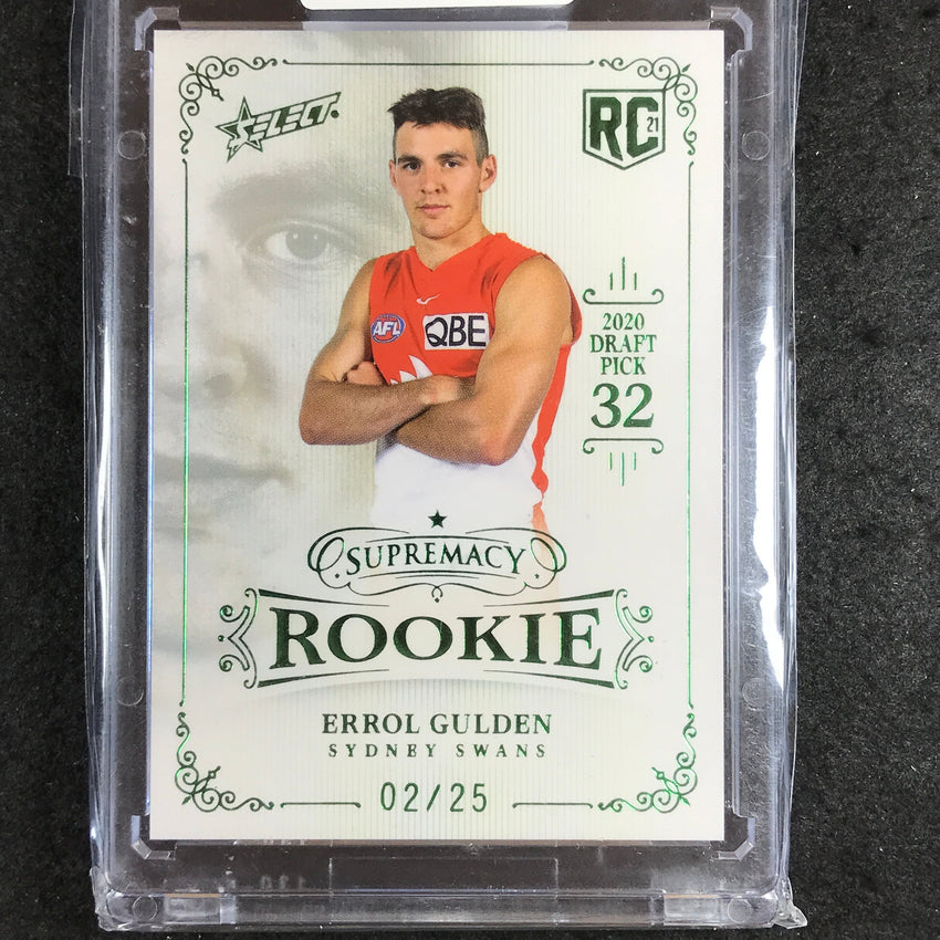 2021 Select AFL Supremacy Rookie ERROL GULDEN Platinum Green 02/25