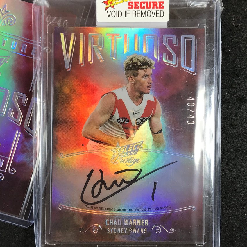 2022 Select AFL Prestige CHAD WARNER Virtuoso Signature 40/40
