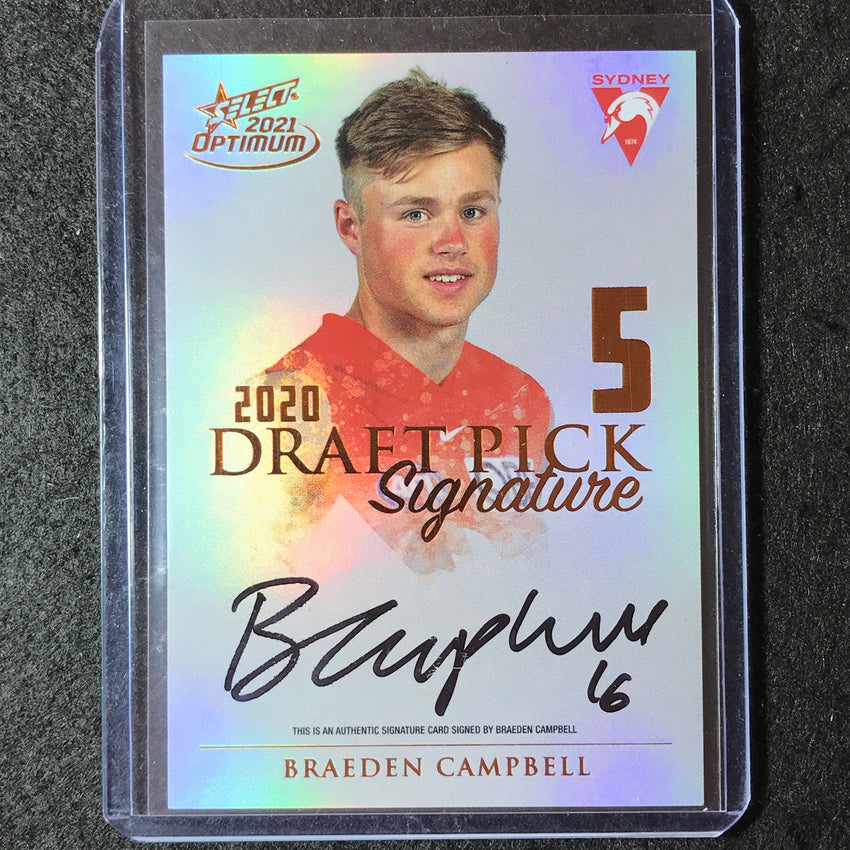 2021 Select AFL Optimum BRAEDEN CAMPBELL Draft Pick Signature Copper 164/170