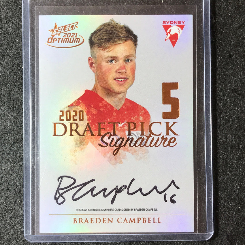 2021 Select AFL Optimum BRAEDEN CAMPBELL Draft Pick Signature Copper 92/170