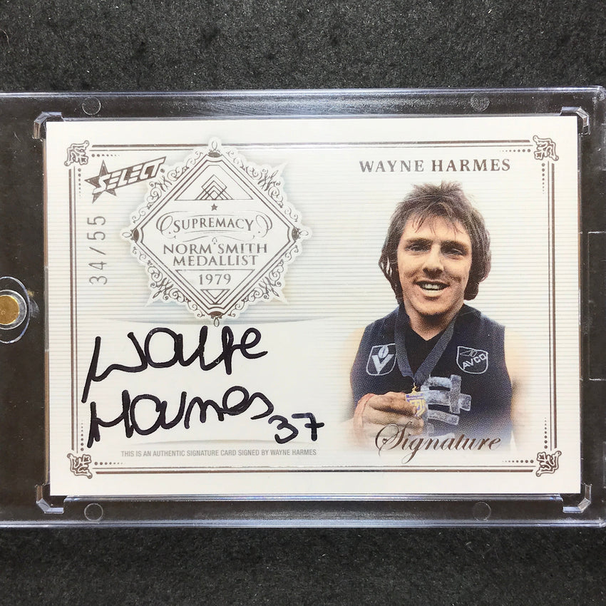 2019 Select AFL Supremacy WAYNE HERMES Norm Smith Medallist Signature 34/55