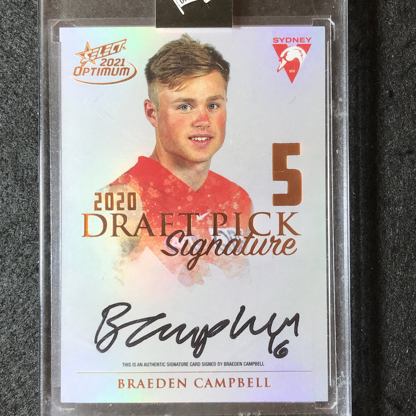 2021 Select AFL Optimum BRAEDEN CAMPBELL Draft Pick Signature Copper 59/170