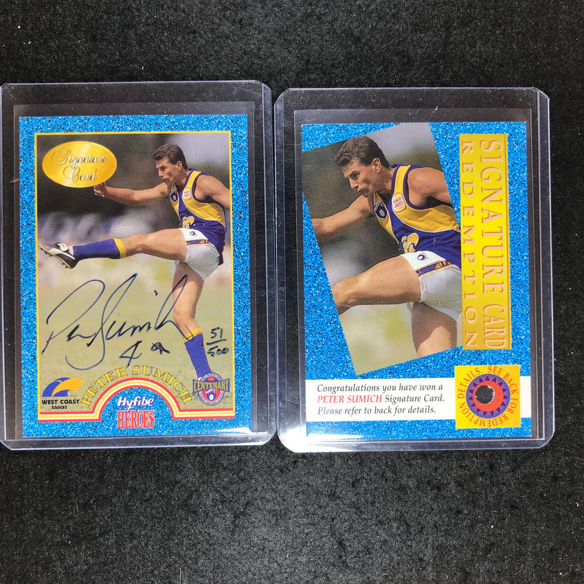 1996 Select AFL Tip Top HiFibre PETER SUMICH Heroes Signature 51/500