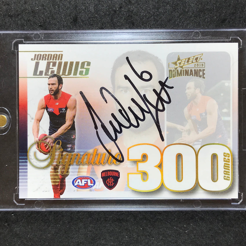 2019 Select AFL Dominance JORDAN LEWIS 300 Games Case Card Signature 48/50