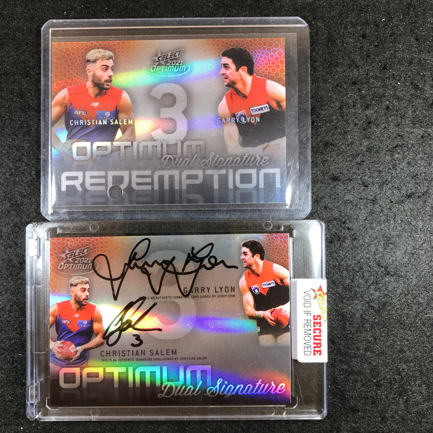 2021 Select AFL Optimum GARRY LYON CHRISTIAN SALEM Dual Signature 02/50