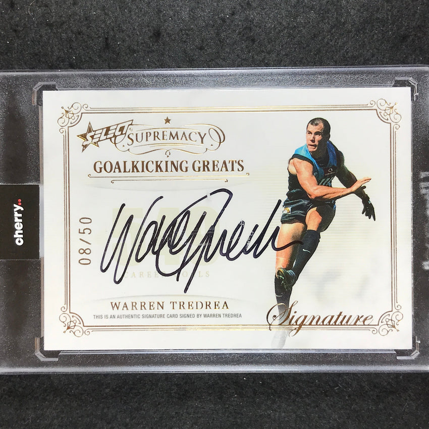 2021 Select AFL Supremacy WARREN TREDREA Goalkicking Greats Signature 08/50
