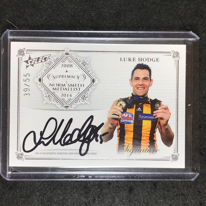 2019 Select AFL Supremacy LUKE HODGE Norm Smith Medallist Signature 39/55