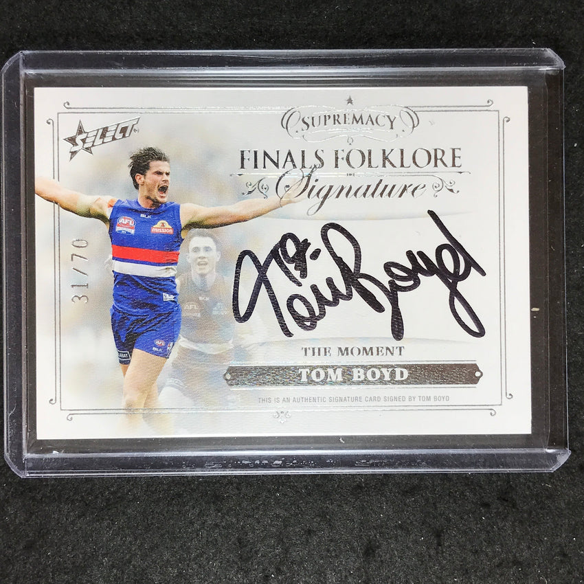 2019 Select AFL Supremacy TOM BOYD Finals Folklore Signature 31/70