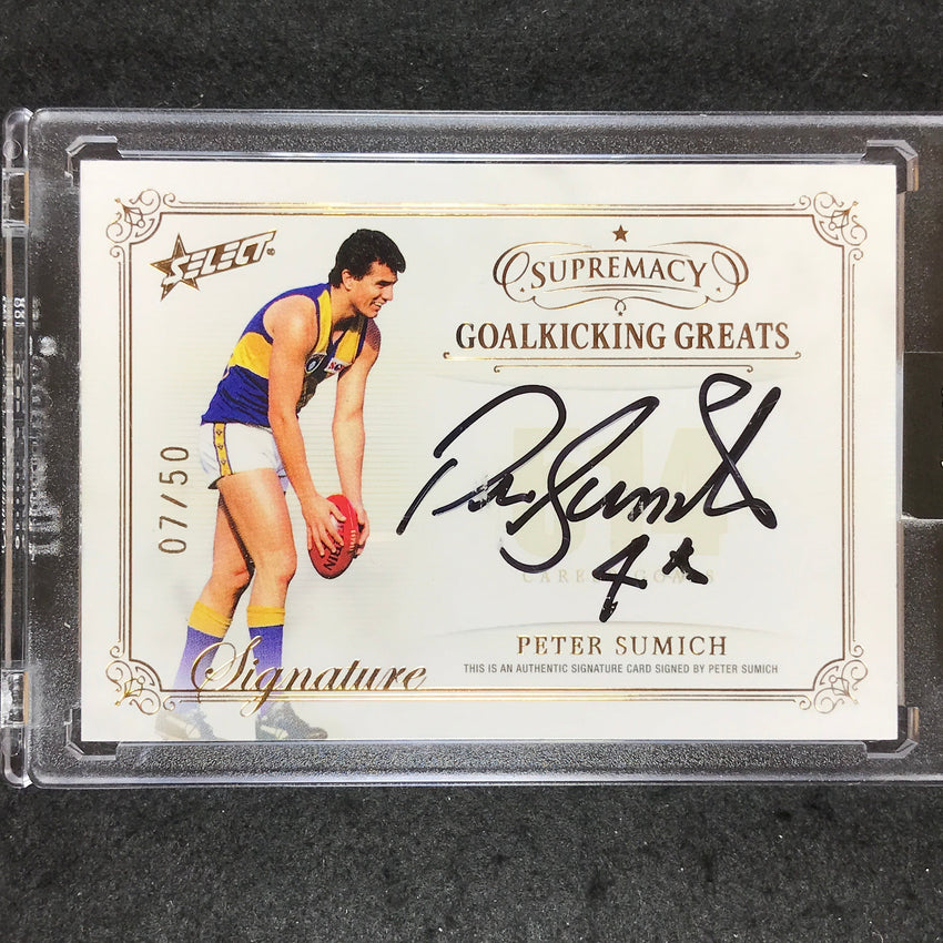 2021 Select AFL Supremacy PETER SUMICH Goalkicking Greats Signature 07/50