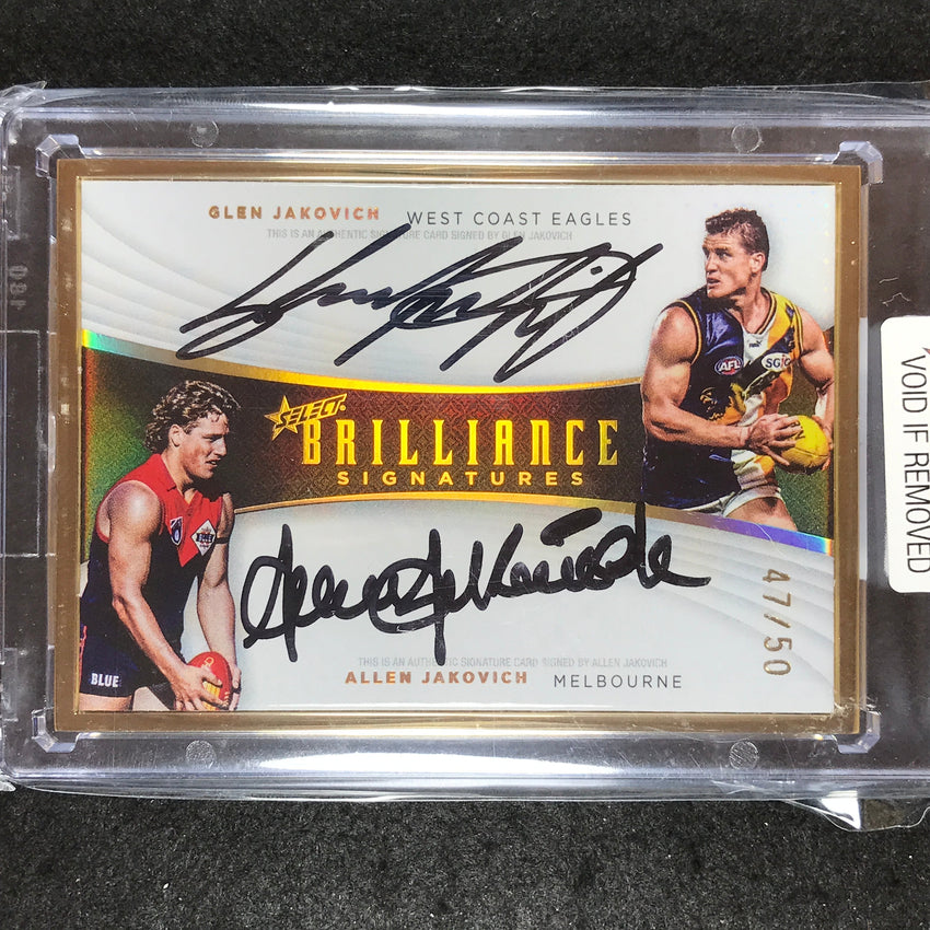 2020 Select AFL Brilliance GLEN ALLEN JAKOVICH Gold Framed Dual Signature 47/50